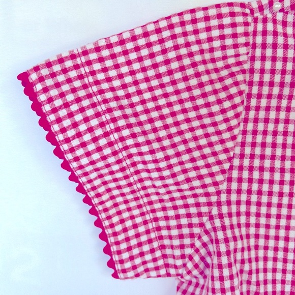 VINTAGE 02 LIKE NEW! SUPER CUTE GINGHAM SHORT SLEEVES SHIRT & OVERALLS SET 4T - Picture 9 of 17